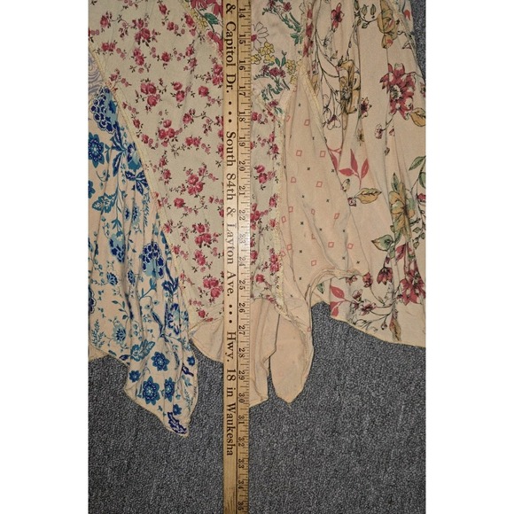 Paani Size M Asymmetric Bohemian Floral Skirt Scraf Hem Patchwork - Picture 10 of 13